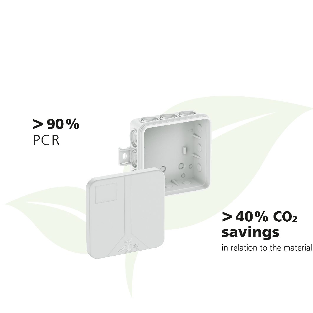 By using a post-consumer recyclate instead of the previous fossil-based plastic, Spelsberg claims to be able to reduce its ecological footprint by at least 40 % compared to the conventional junction box of the i 12-L series while maintaining the same product quality.