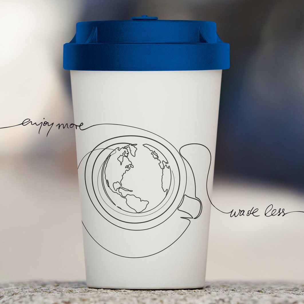 Reusable cups made from bio-based bioplastic Bio-Flex®.